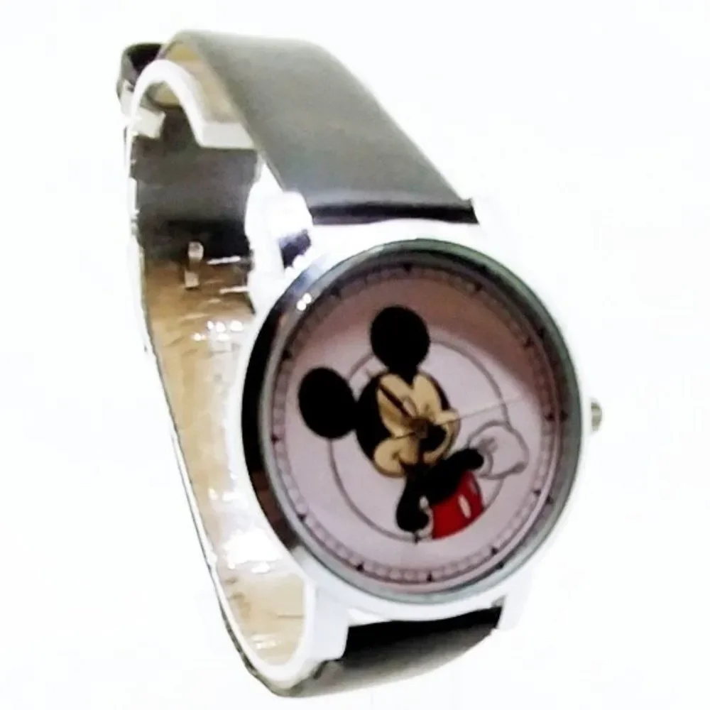 Mickey Cartoon Watch Black Band Gift Box